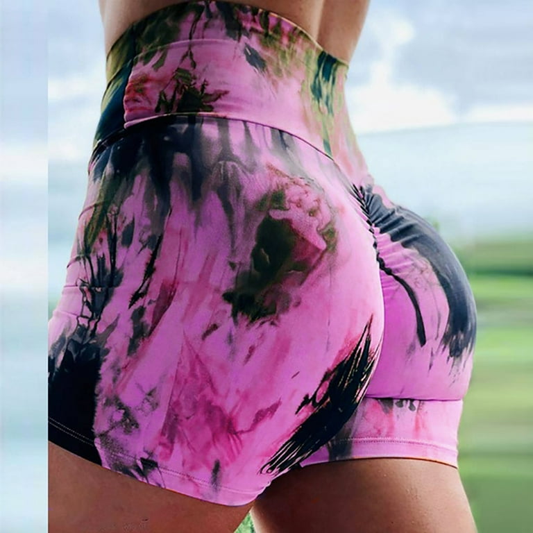 Women's Tummy Control Booty Shorts Casual Summer Tie Dye Print