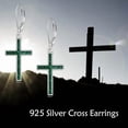 thumbnail image 6 of MYSTICPOEM Cross Earrings Sterling Silver Dangle Drop Leverback Cross Earrings Religion Jewelry Christians Gifts for Women Men, 6 of 6