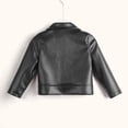thumbnail image 4 of Usaibhir Girl's Fax PU Leather Jacket Zip Up Long Sleeve Collared Biker Outerwear Lightweight Coat Streetwear 2-8T, 4 of 4