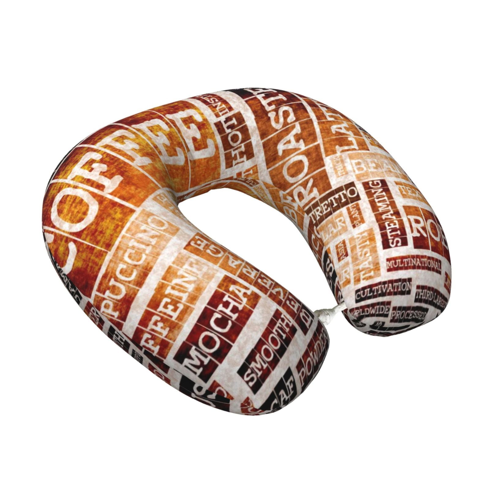 Xecao Hand Drawn Vintage Coffee Print Memory Foam Cervical Neck Pillow Versatile U-Shaped Pillows for Home,Office,Camping,Travelling,Soft Washable Cover