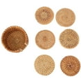 thumbnail image 4 of 6 Pcs sous-Verres en Rotin Faits à la Main Ensemble de sous-Verres pour Tasse à Thé Isolés Ensemble de Table Accessoires pour Tasse à Thé 10cm / 3.9 Po, 4 of 7