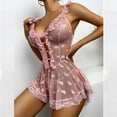 thumbnail image 6 of Levmjia Womens Pajamas Plus Size Summer Short Sleeve Women's Fashion Soild Heart Print Lace Splicing Mesh Nightdress, 6 of 9