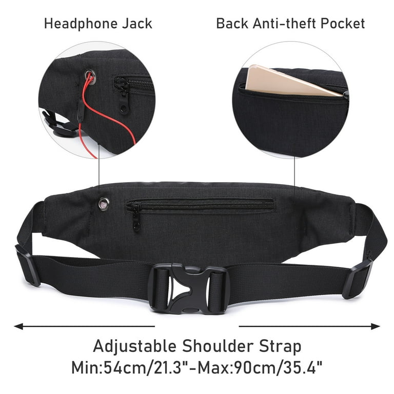 Black Fanny Pack for Men Women, Fashionable Crossbody