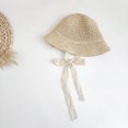 thumbnail image 1 of sombrero de verano con lazo de paja para niña, gorra de playa para niños, sombrero de Panamá, sombreros y gorras de princesa para bebé para niños (1 pieza, beige), 1 of 2