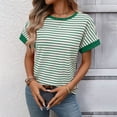 thumbnail image 6 of Women's Going Out Striped Knit T Shirt Short Sleeve Round Neck Casual Stretchy Everyday Spring Top, 6 of 9