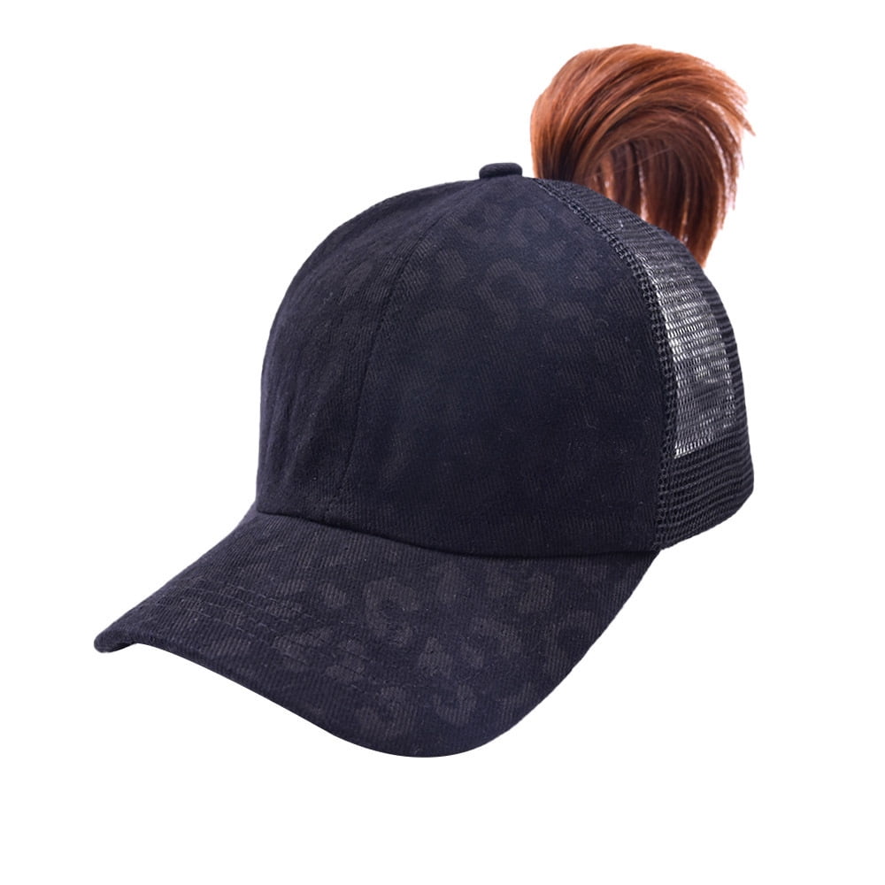 〽️Women Leopard Black High Ponytail Baseball Cap Trucker Bad Hair Day Adjustable Funky Junque Women main image 3