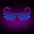 thumbnail image 2 of Gafas de neón Rave (púrpura azul) Gafas de sol LED intermitentes iluminan disfraces de DJ para fiesta, años 80, EDM, Halloween, 2 of 5