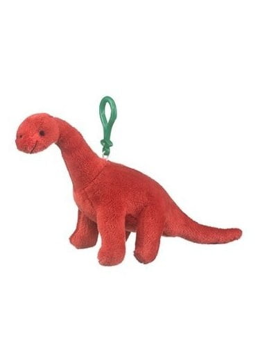 Brachiosaurus Plush Red Dinosaur Stuffed Animal Backpack Clip Toy Keychain  WildLife Dino Long Neck 