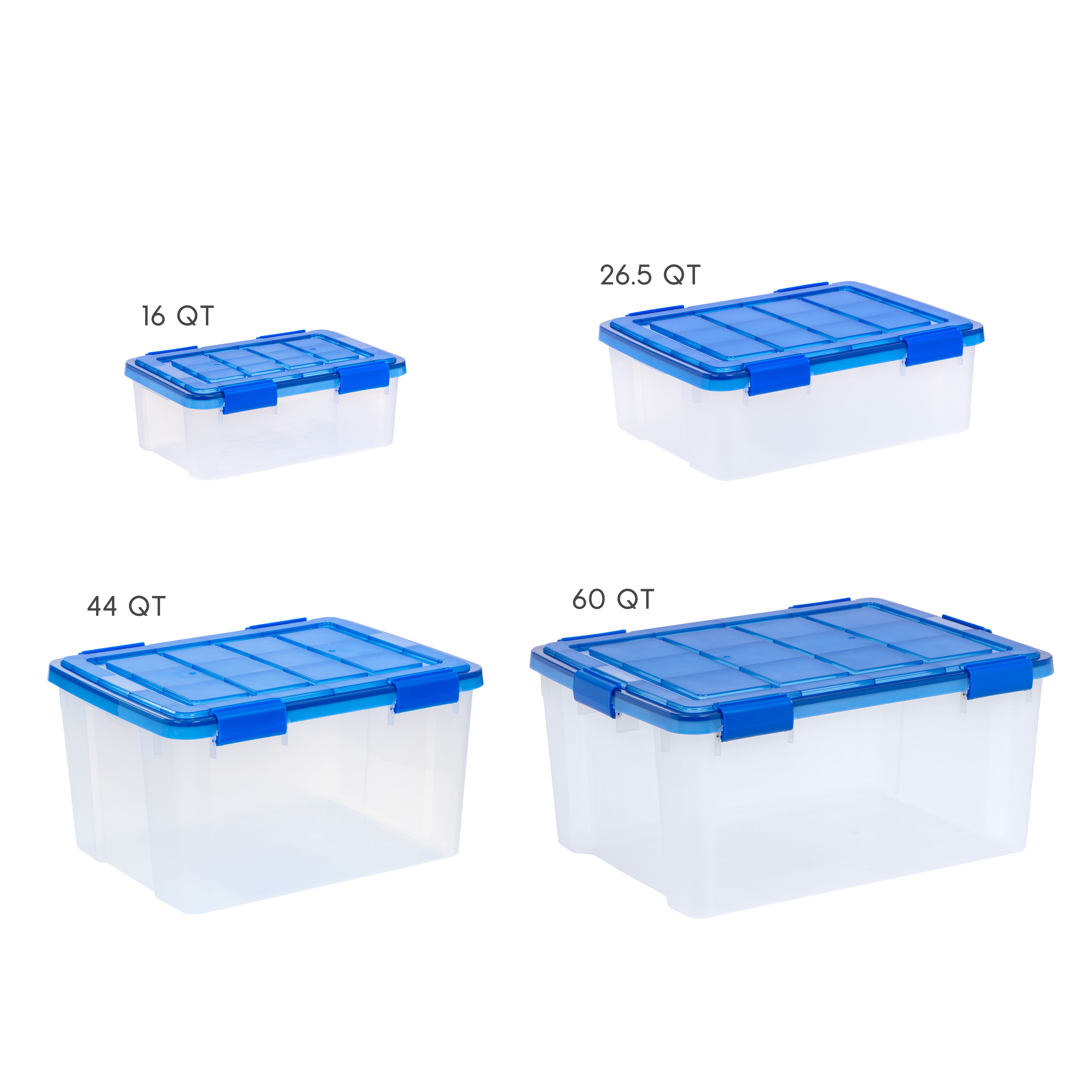 IRIS® Weathertight® Plastic Storage Container With Latch Lid, 18 3/4 x 17  3/4 x 23 5/8, Clear