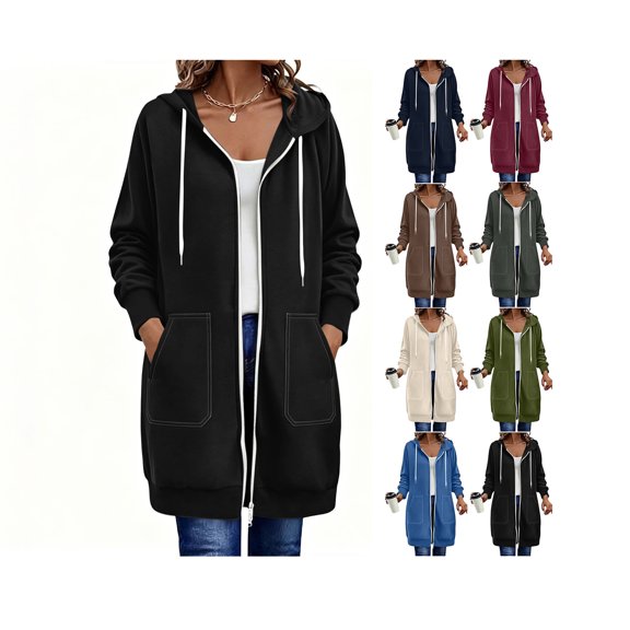 Zip Up Hoodie Women Oversized Long Sweatshirts Casual Fall Winter Tunic Sweatshirts Outdoor Travel Outfits