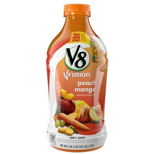 24 PACKS V8 V Fusion Peach Mango Beverage, 8 Fluid Ounce Walmart