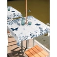 thumbnail image 2 of Outdoor Tablecloth with Umbrella Hole for Patio/Picnic/Party/Camping, Blue Spring Botanical Waterproof Table Cloth Square Cover Washable, Weeping Eucalyptus Butterfly (60"x 60"), 2 of 8