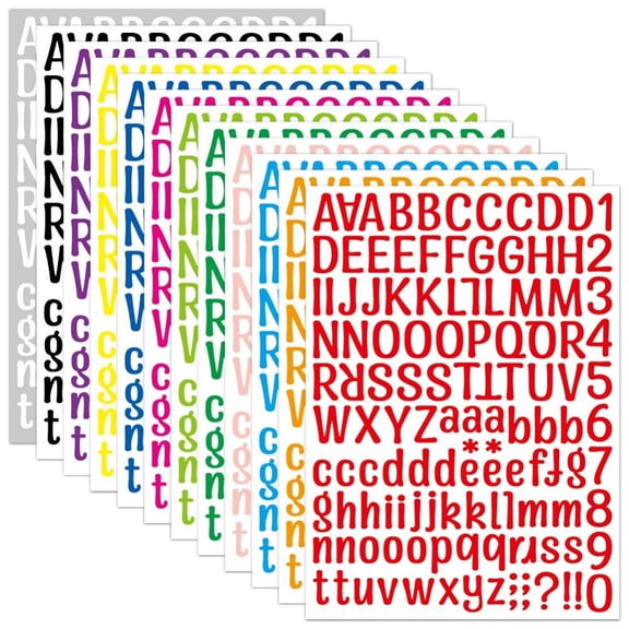 Godderr Alphanumeric Stickers DIY Colorful Stickers Mug Waterproof Stickers Diary Stickers 12PCS