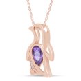 thumbnail image 2 of AFFY Pear Simulated Alexandrite & Cubic Zirconia Penguin Pendant Necklace 14K Rose Gold Over Sterling Silver, 2 of 7