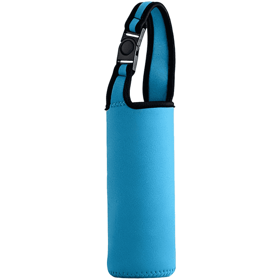Sky Blue Neoprene Water Bottle Sleeve, Insulated Anti-Scald Glass Cup Cover, Adjustable Portable Carrier with Handle, Shockproof, Fits 2.4-3 in Diameter Bottles