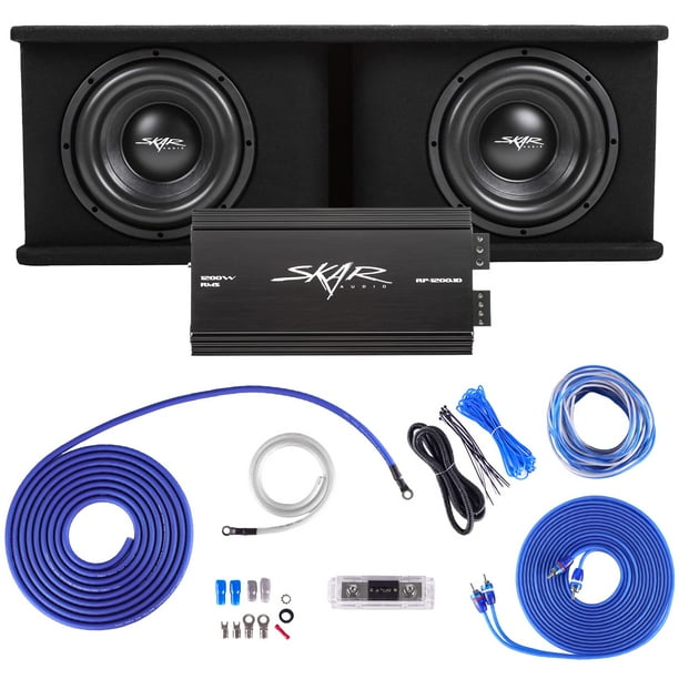 Skar Audio Dual 10" Paquete completo de graves de subwoofer serie SDR de 2400 vatios - Incluye caja cargada con amplificador