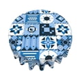 thumbnail image 3 of XMXT Waterproof Round Table Cloth, Blue Geometric Floral Tablecloth Polyester Table Cover for Home Kitchen Dining Party Room Decor, 60 inches, 3 of 8