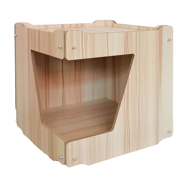 Casa de madera para gatos, innovadora, divertida, gran espacio, cama cueva para gatos de fácil montaje para interiores, puerta pequeña con forma especial