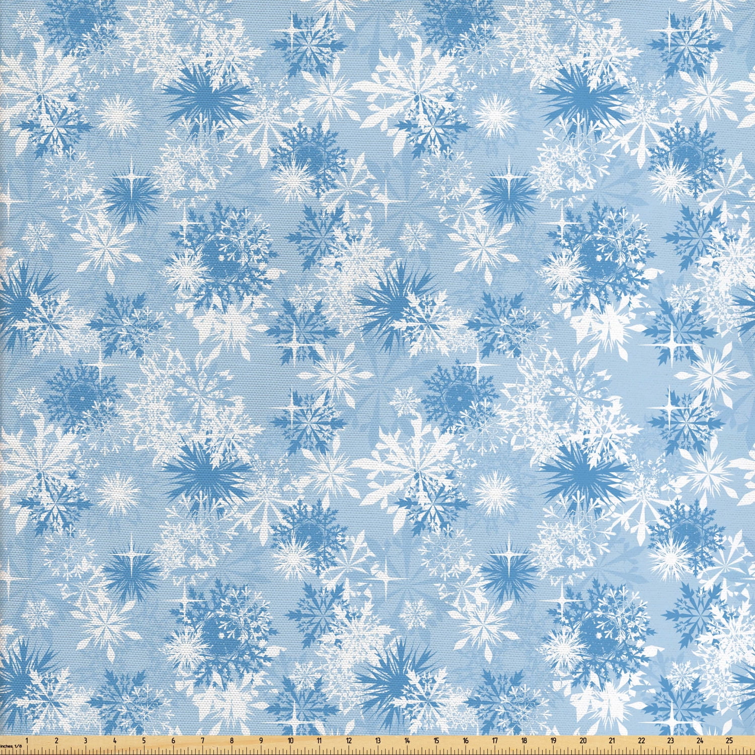 Snowflake Fabric by The Yard, Winter Holiday Illustration Christmas