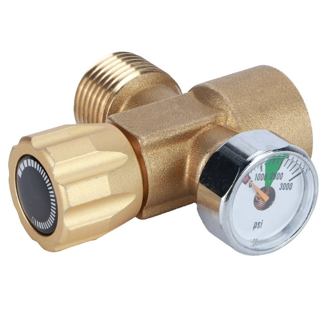Co2 Refill Adapter Co2 Refill Connector Filling Accessory CO2 Refill Adapter Brass Connector ASA With W21.8-14 Joint 3000PSI Pressure Gauge
