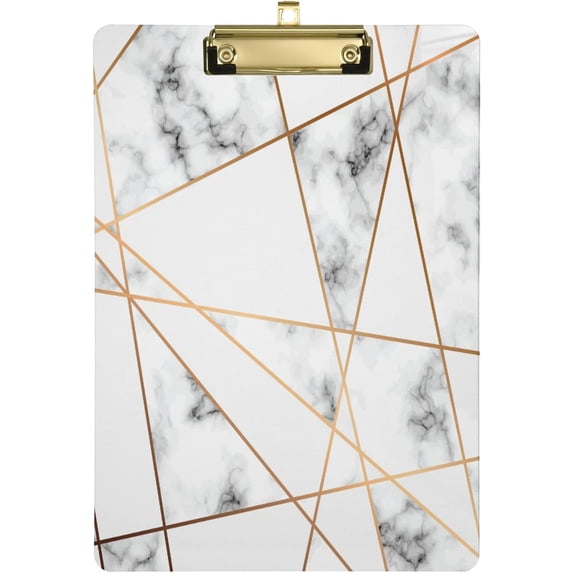 FMSHPON MarbleGold Line Clipboard Hardboard Wood Nursing Clip Board and Pull for Standard A4 Letter 13x9 inches