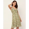 thumbnail image 3 of Moomaya V Neck Sleeveless Printed Georgette Dress - Women's Summer Dress, 3 of 9