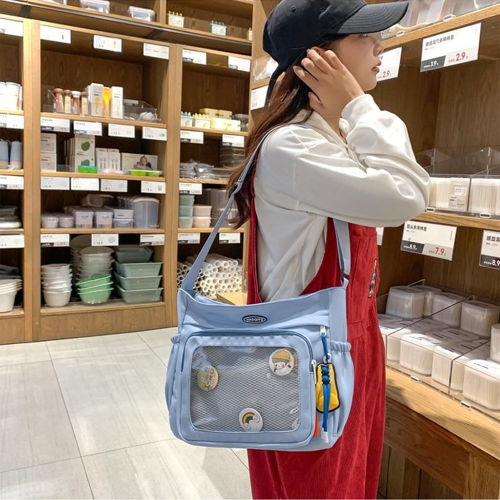 Osdhezcn Eye Catching Women's Ita Bag Japanese Style Cute Pin Display Bag Large Capacity Handbag Crossbody Purse