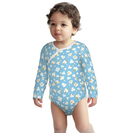 

Fotbe Blue Popcorn Pattern Unisex-baby Long-sleeve Bodysuit Long Sleeve Bodysuits One-piece 100% Organic Cotton for Infant Baby Boys Unisex-18 Months