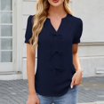 thumbnail image 2 of Diufon Women's Dressy Casual Tops Puff Sleeve V Neck Loose Shirts Drawstring Front Business Work Blouses, 2 of 8