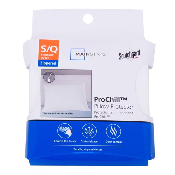 Mainstays ProChill Cooling Zippered Pillow Protector, Standard/Queen