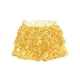 thumbnail image 5 of YiZYiF Kids Girls Sparkly Sequins Dance Skirt Tiered Ruffle Skorts Hip Hop Jazz Performance Costume Gold 8, 5 of 7