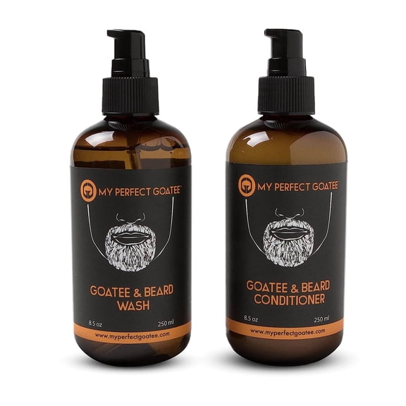 MY PERFECT GOATEE Premium Beard Wash and Beard Conditioner Hydrating Facial Hair Cleanser, 8.5oz Each