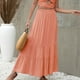 thumbnail image 4 of Moda mujer verano cintura alta sólido Casual una línea volante falda larga Wmkox8yi FGJ1948, 4 of 6