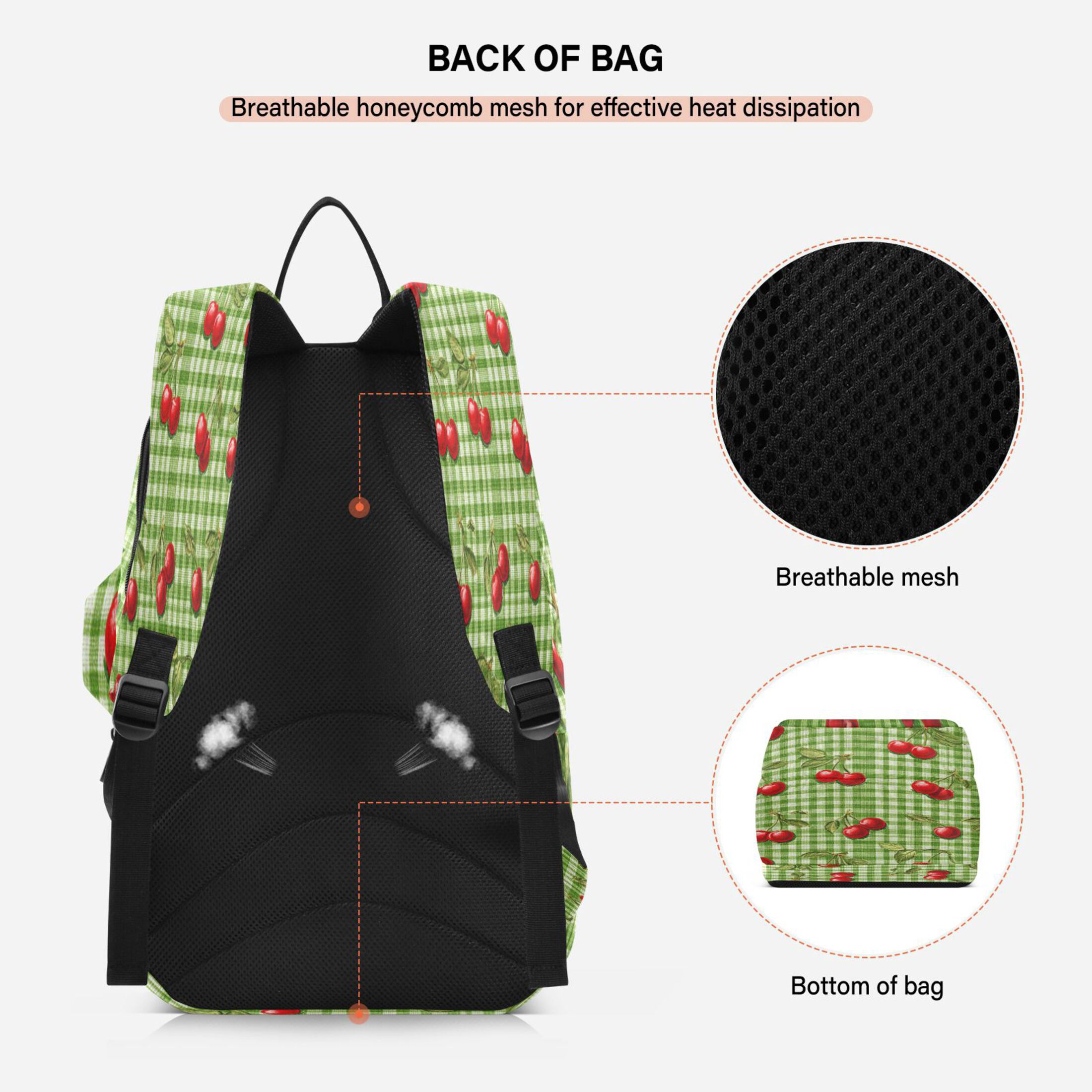 2 Racquet Holder Tennis Backpack Tennis Racket Covers Gym Bags Inspiration Cherry Painting