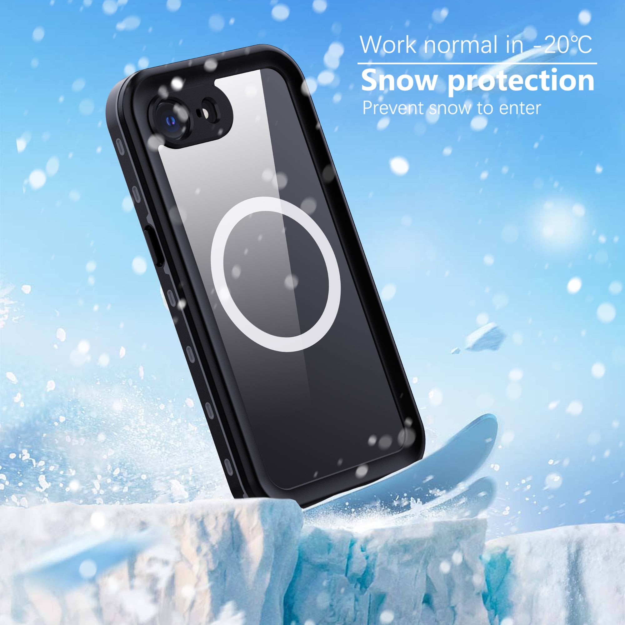 Dteck for iPhone 16e Waterproof Case, Shockproof Dustproof Case with Built-in Clear Screen Protector, Full Body Heavy Duty Sealed Protective Cover for iPhone 16e 6.1" 2025,Black
