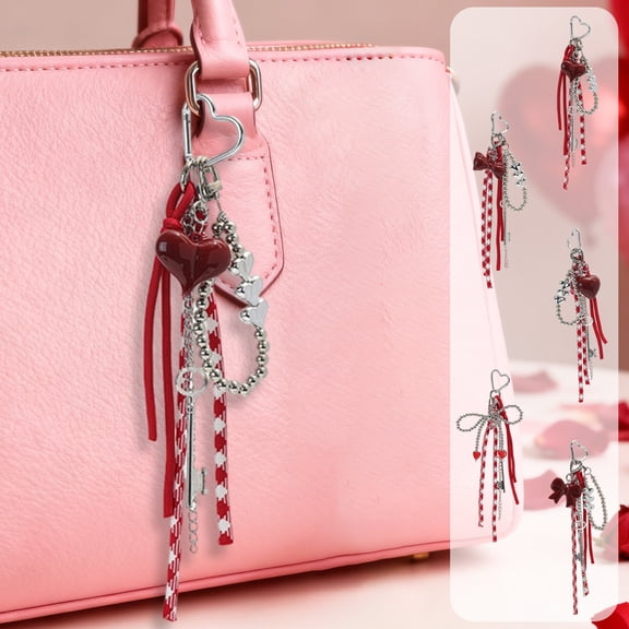 TTJ Purse Charms for Handbags Keychains Birthday Gifts Red Bow Miu Bag Accessories Car Keychain for Car Keys, Home Keys and Daily Carry