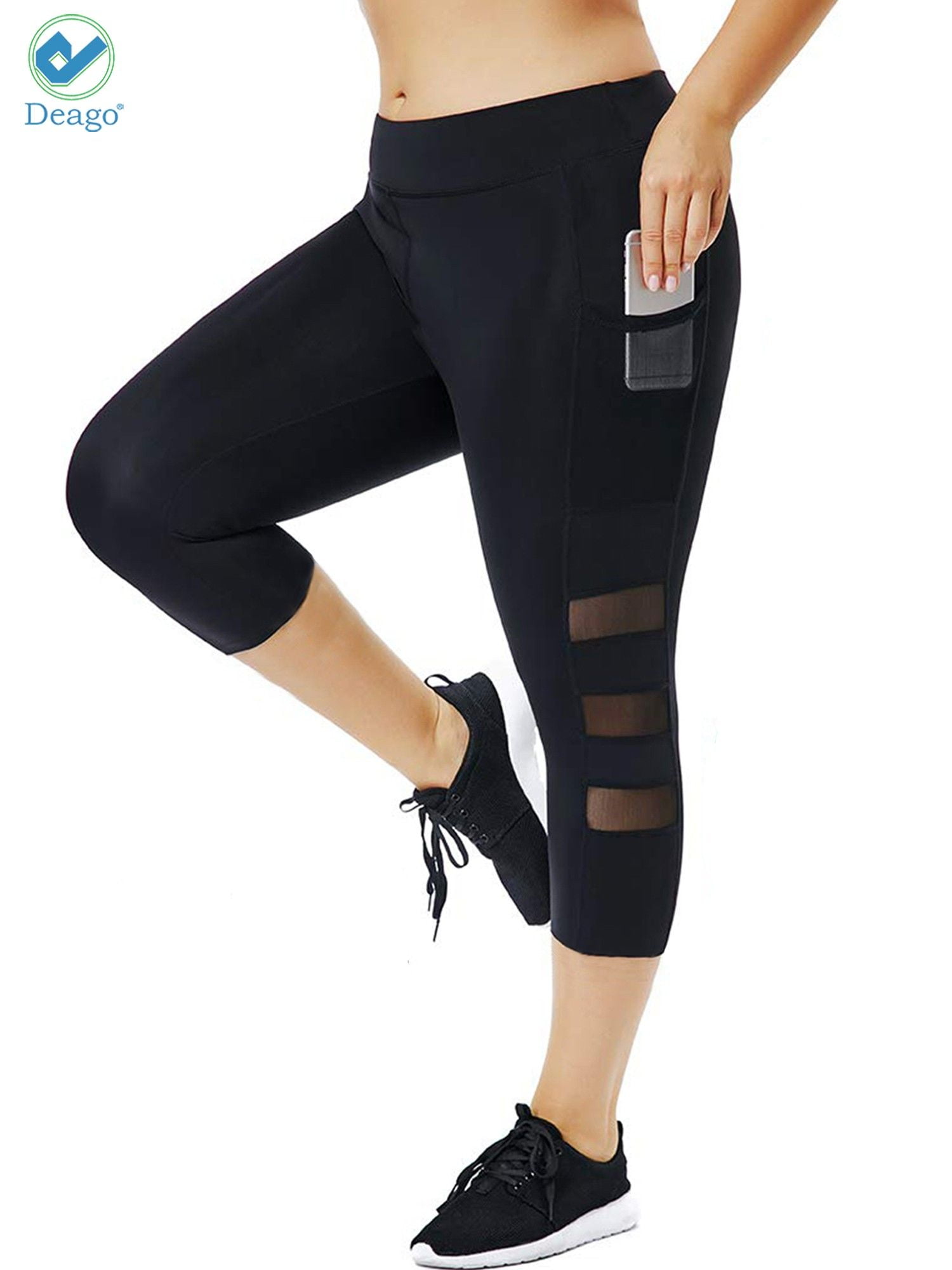 Leggings Running Yoga Sports Fitness Gym Capri Womens 3/4 Pants Exercise Bottoms 