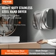 thumbnail image 2 of VEVOR Heavy Duty Commercial Hand Dryer, 1300W Automatic High Speed Stainless Steel Warm Wind Hand Blower, 120V Plug In/Hardwired Two Power Options, 2 of 9