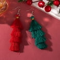 thumbnail image 1 of Fiudx Liquidación de ahorros de verano Pendientes de borlas con adornos navideños Pendientes de borlas rojas y verdes con árbol de Navidad Un par de borlas de seda glamorosas de moda, 1 of 6