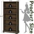 thumbnail image 3 of 5-Tier Solid Wood Book Shelf, Floor Standing Bookcase, 65" H × 31.5" W × 11.8" D Bookshelf, Farmhouse Style Book Case with Arched Base, Suitable for Living Room, Study, Office, 3 of 7