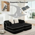 thumbnail image 6 of 77.2" Teddy Fabric No Assembly 32D High Density sponge Boneless Sofa,Fluffy Comfy Couch with double Chaises,Sleeper sofa,Contrast color design,Symmetrical aesthetics,for Living Room,Black, 6 of 10