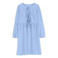 thumbnail image 5 of Women's Dress Fall Long Puff Sleeve Bow Tie Front Babydoll A Line Pleated Cute Mini Tunic Dresses Y2K Peplum Dress, 5 of 7