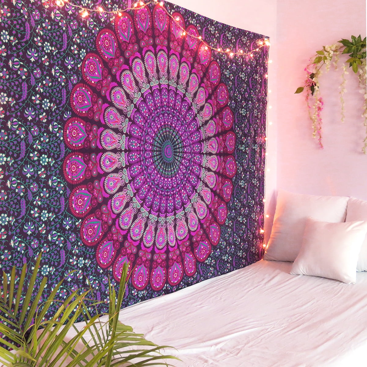 Indian Cotton Bedspread Mandala Tapestry Tye Dye Bed Cover Room Decor 
