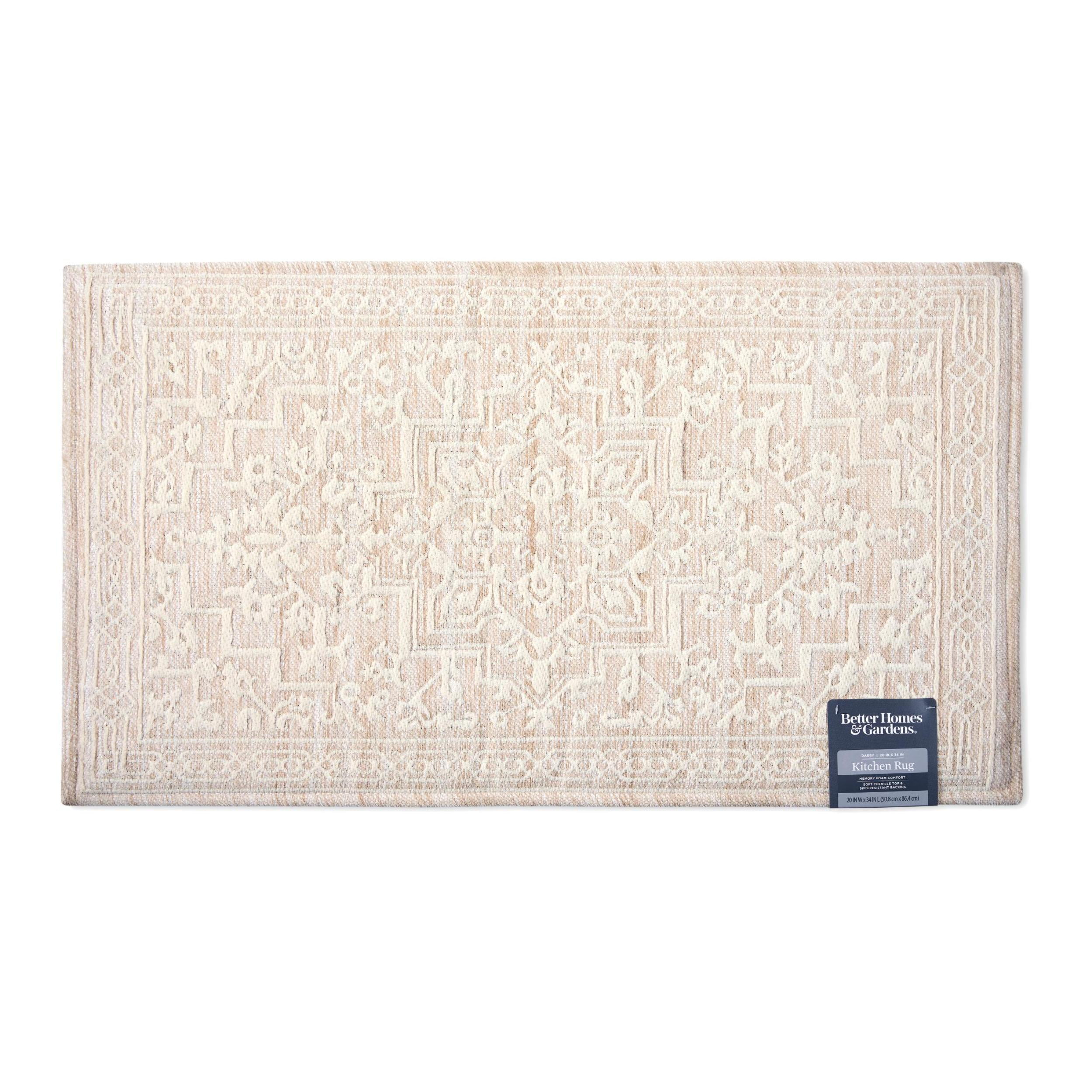 Better Homes & Gardens Darby Persian Chenille Kitchen Comfort Mat, Tan, 20”W x34”L