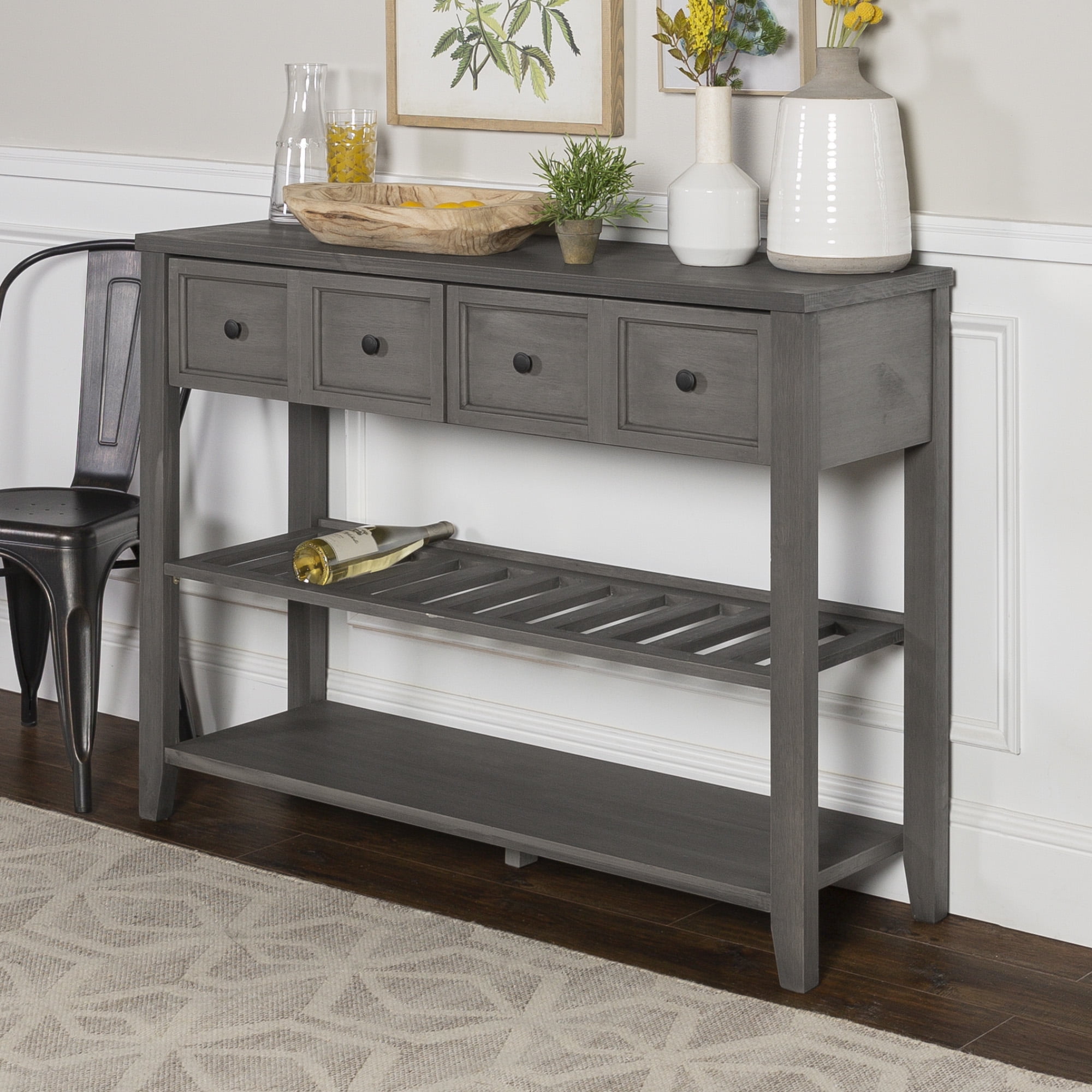 Dana 2Drawer Solid Wood Grey Buffet Table by Birch Harbor Walmart