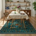 thumbnail image 3 of Moynesa 5'x7' Area Rugs for Living Room, Teal Botanical Floral Washable Rugs for Bedroom Non-Slip Soft Modern Natural Rugs for Dining Room, Stain Resistant Accent Carpet for Dorm Apartment, 3 of 7
