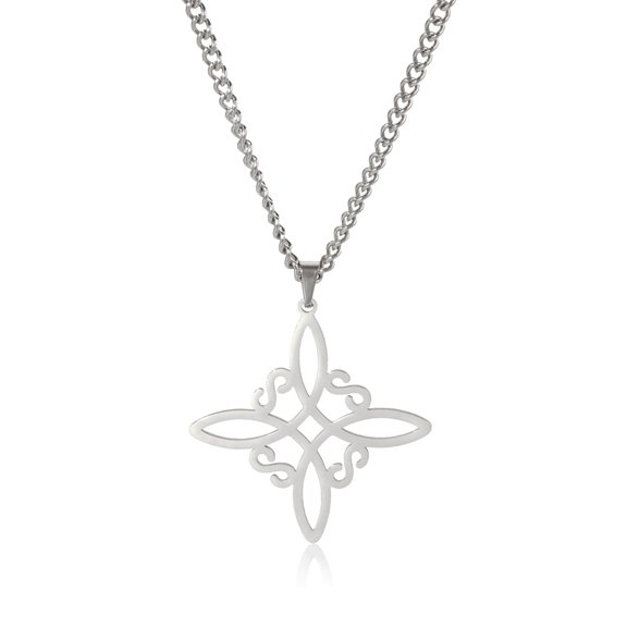 EUEAVAN Witch Knot Silver Necklace Witchcraft Stainless Steel Necklaces Amulet Jewelry Gift for Women