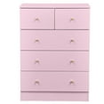 thumbnail image 2 of Modern Pink Drawer Cabinet with Matte Gold Handles, 5-Drawer Storage Organizer, Textured Linen-Laminate Flakeboard Cabinet for Home Office Bedroom Entryway, 2 of 9