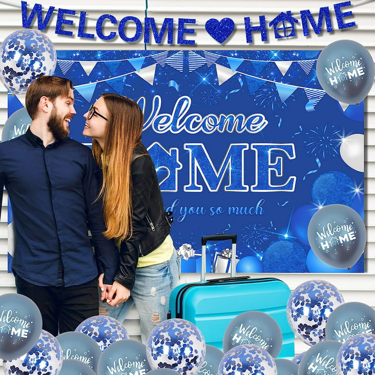 Welcome Back Banner, Welcome Home Sign Banner, Homecoming Day, Back to  School, Retirement Party Decoration Bunting Supplies, Glittery Blue :  : Home & Kitchen