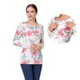 thumbnail image 2 of Youmylove Women Tee Shirt Maternity Regular Flower Printed Hem Casual Long Sleeve O-Neck Basic Nursed T-Shirt Top Breastfeeding Ladies Stylish Pregnant Clothes, 2 of 7